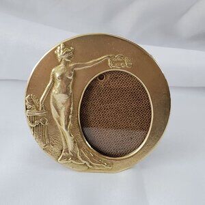 VTG Brass Nude Lady Goddess Of Victory Mini Solid Brass Frame 1920s Art Nouveau